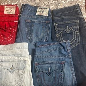 Red, light denim, 3 blue Jean $25 each
